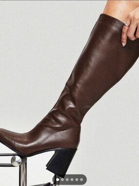 Princess Polly BROWN Heeled Boots BLACK ONLY 7 Renzo Knee High Boots Black